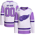 Detroit Red Wings adidas Hockey Fights Cancer Primegreen Authentic Custom Jersey - White/Purple