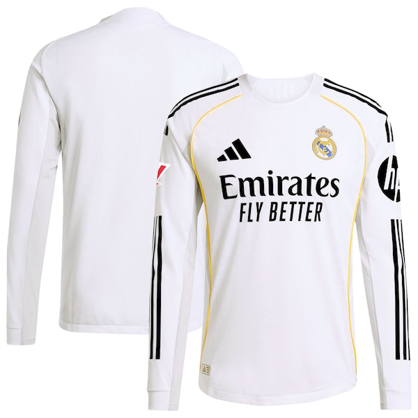 Los Merengues adidas 2025/26 Home Authentic Long Sleeve Jersey - White/Blue