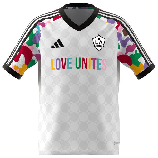 LA Galaxy adidas Youth 2024 Pride Pre-Match Top - White