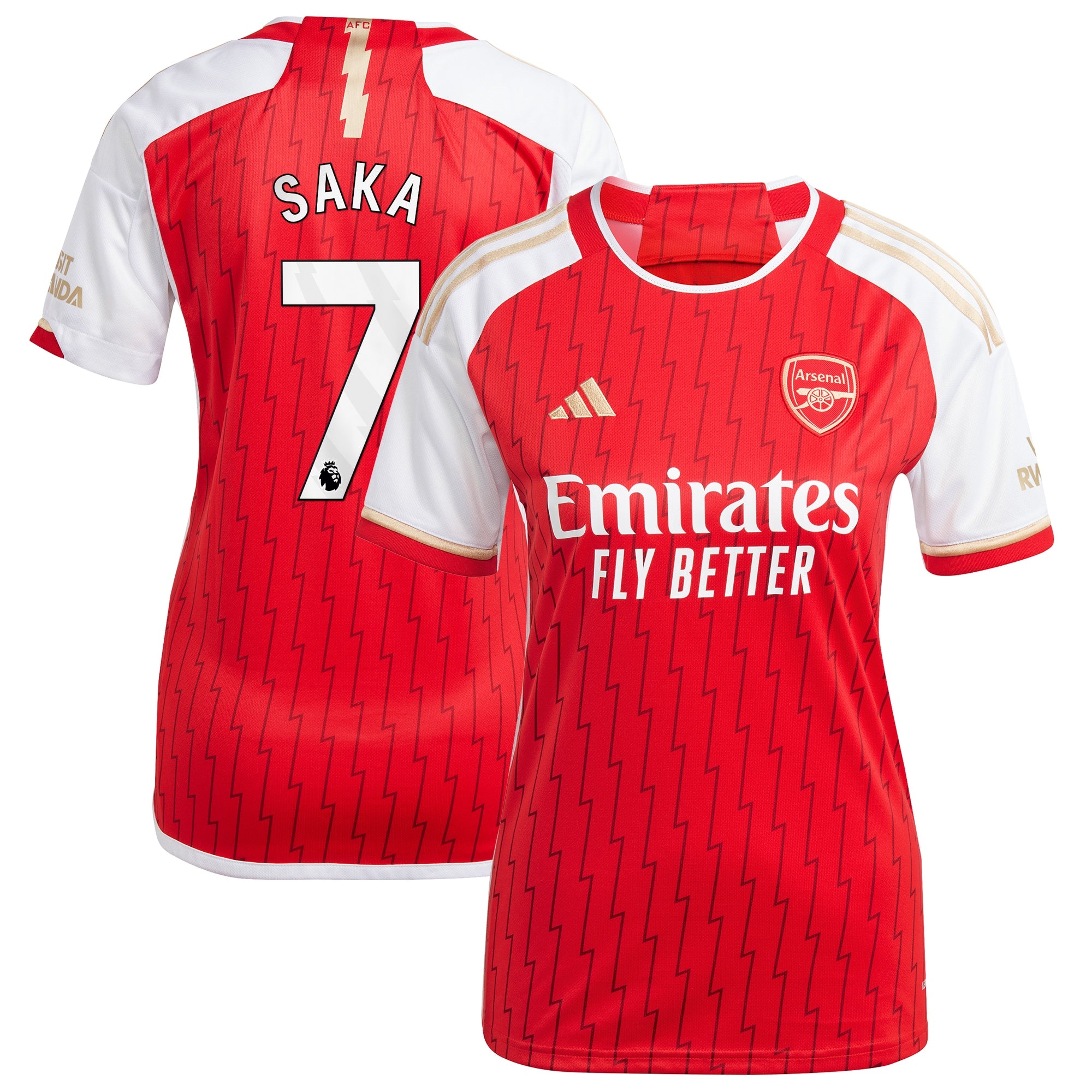 Bukayo Saka Arsenal adidas Women's 2023/24 Away Replica Player Jersey - Yellow/Green/Red