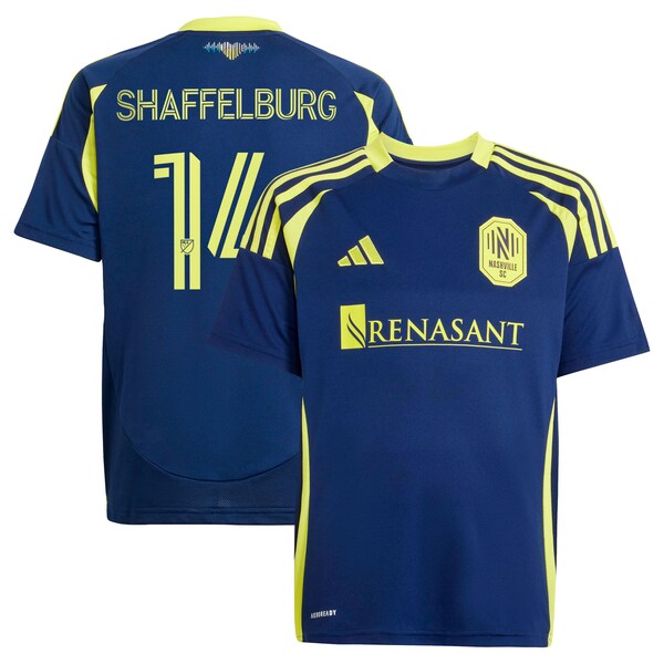 Jacob Shaffelburg Nashville SC adidas Youth 2025 The Heart of Nashville Kit Replica Player Jersey - Navy
