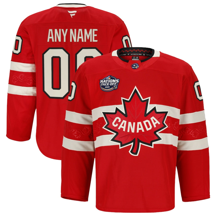 Custom Men's Team Canada 4 Nations Face-Off Premium Jersey 2025 - Red