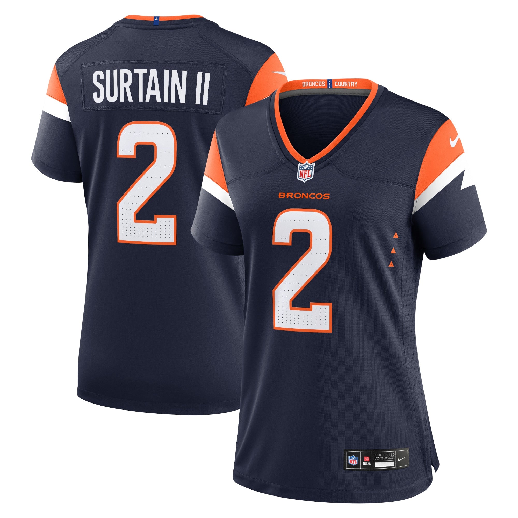 Patrick Surtain II Denver Broncos Nike Women's Game Jersey - White/Navy/Orange