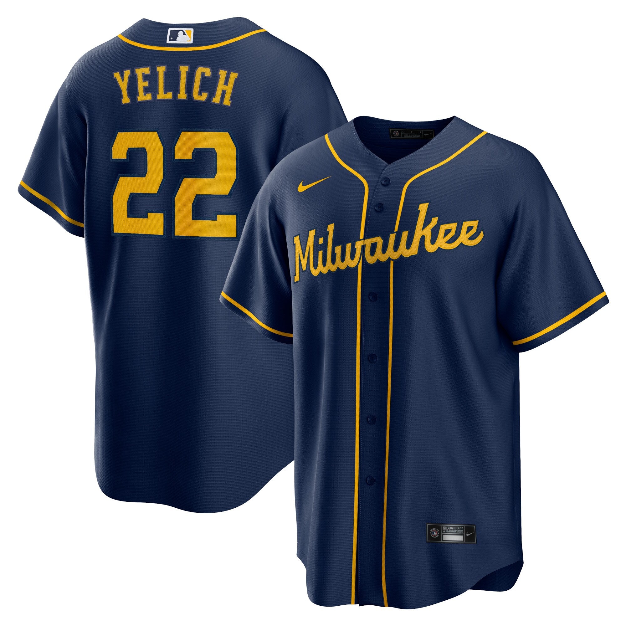 Christian Yelich Milwaukee Brewers Nike Alternate Replica Player Jersey - Gray/Cream/Navy/White