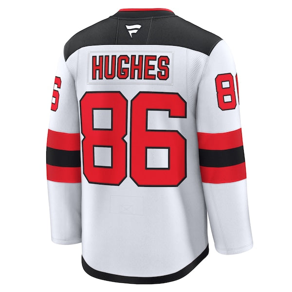 Jack Hughes New Jersey Devils  Away Premium Jersey - White/Black/Red