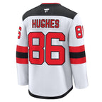 Jack Hughes New Jersey Devils  Away Premium Jersey - White/Black/Red