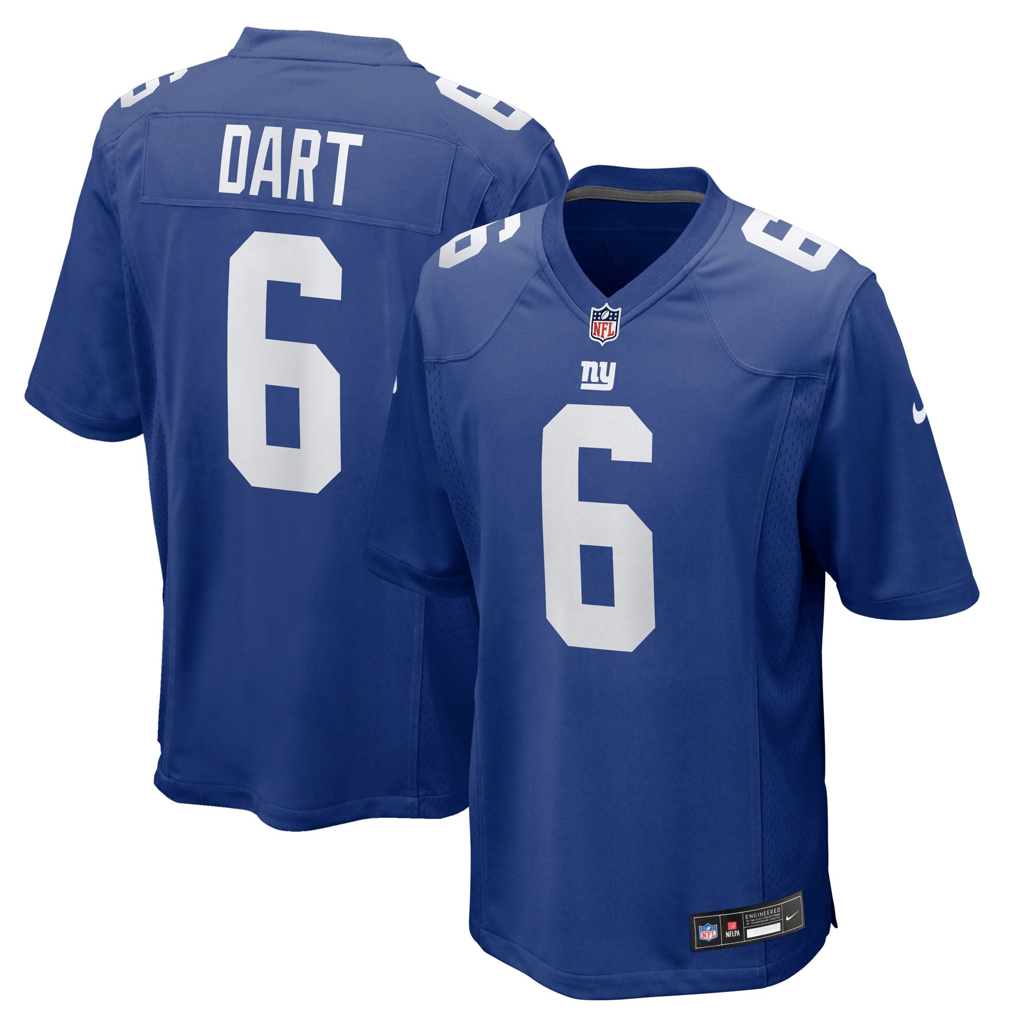 Jaxson Dart New York Giants Nike Youth Game Jersey - White/Royal/Red