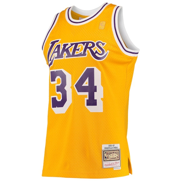 Shaquille O'Neal Los Angeles Lakers  1996/97 Hardwood Classics Swingman Jersey - Gold/Purple/Royal