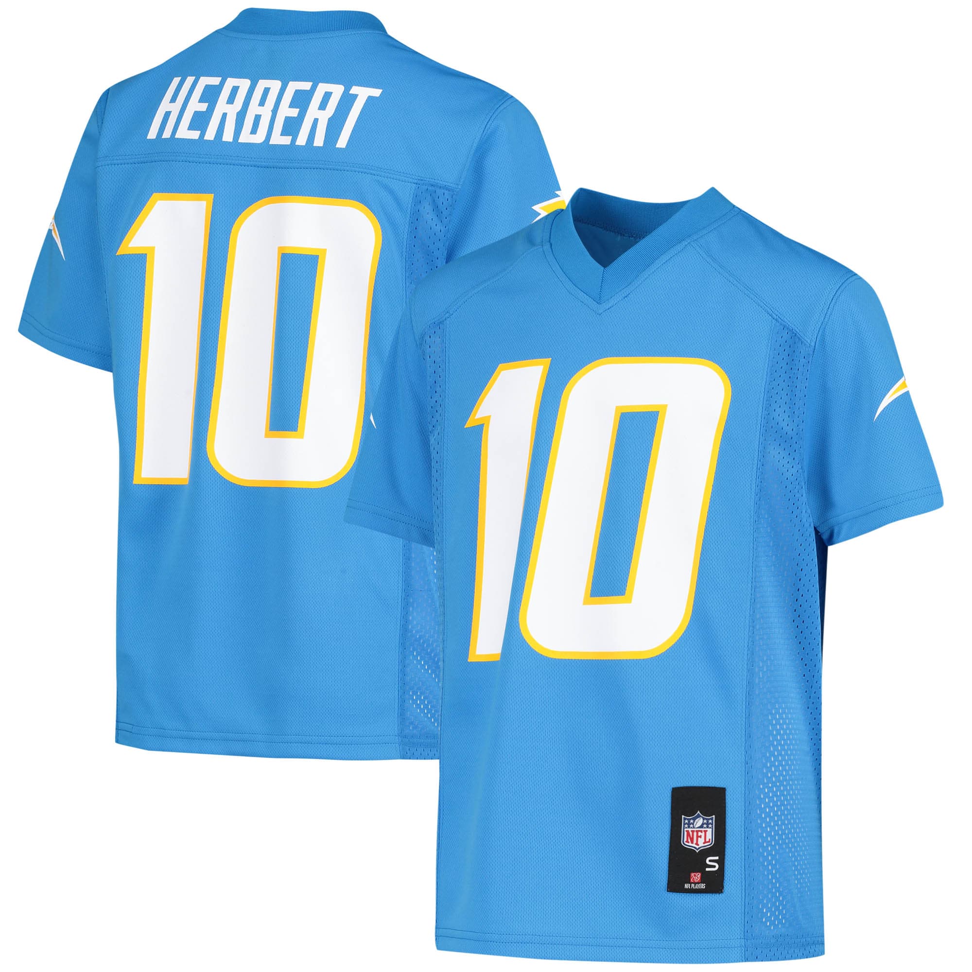 Justin Herbert Los Angeles Chargers Youth Replica Player Jersey - White/Powder Blue