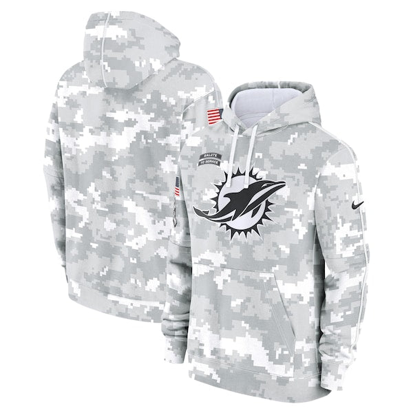 Miami Dolphins Nike 2024 Salute to Service Club Fleece Pullover Hoodie - Arctic Camo