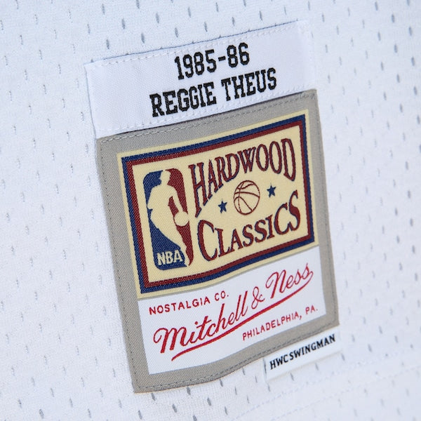 Reggie Theus Sacramento Kings 1985/86 Hardwood Classics Fadeaway Swingman Player Jersey - White/Light Blue