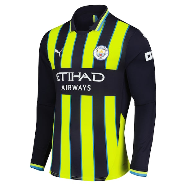 Manchester City Puma 2024/25 Away Replica Long Sleeve Custom Jersey - Navy