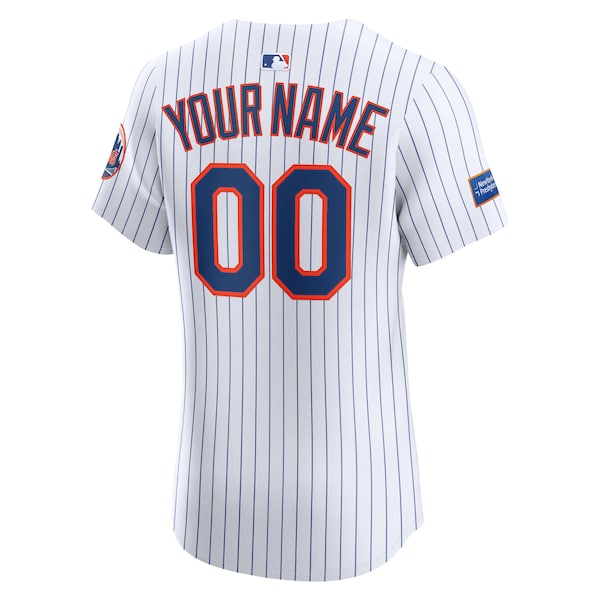 New York Mets Nike Home Elite Sponsor Patch Custom Jersey - White