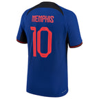 Memphis Depay Netherlands National Team Nike 2022/23 Away Vapor Match Authentic Player Jersey - Blue