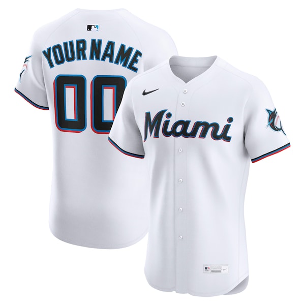 Miami Marlins Nike Home Elite Custom Jersey - White