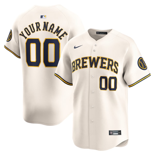 Milwaukee Brewers Nike Home Limited Custom Jersey - Cream