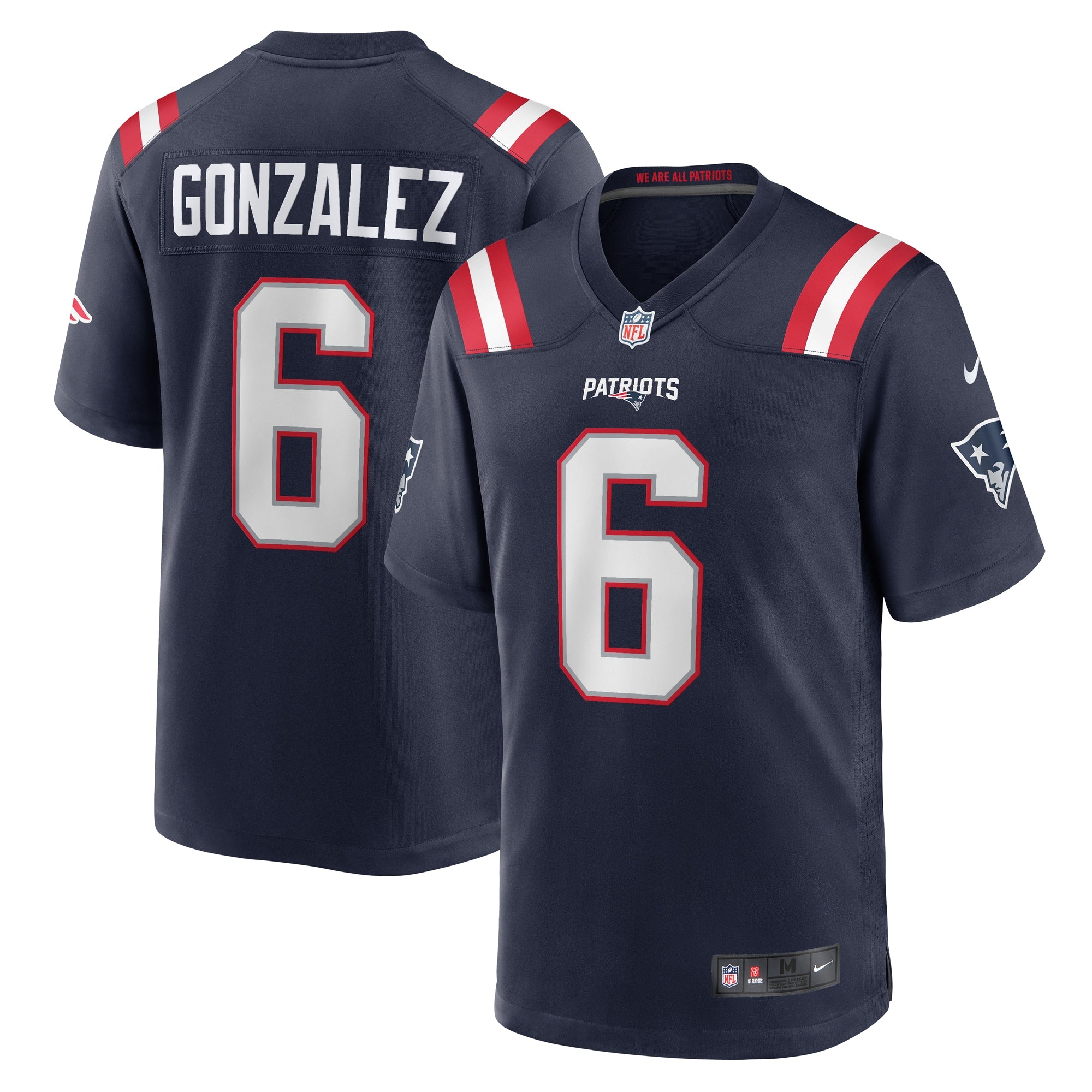 Christian Gonzalez New England Patriots Nike  Game Jersey -  White/Navy/Red
