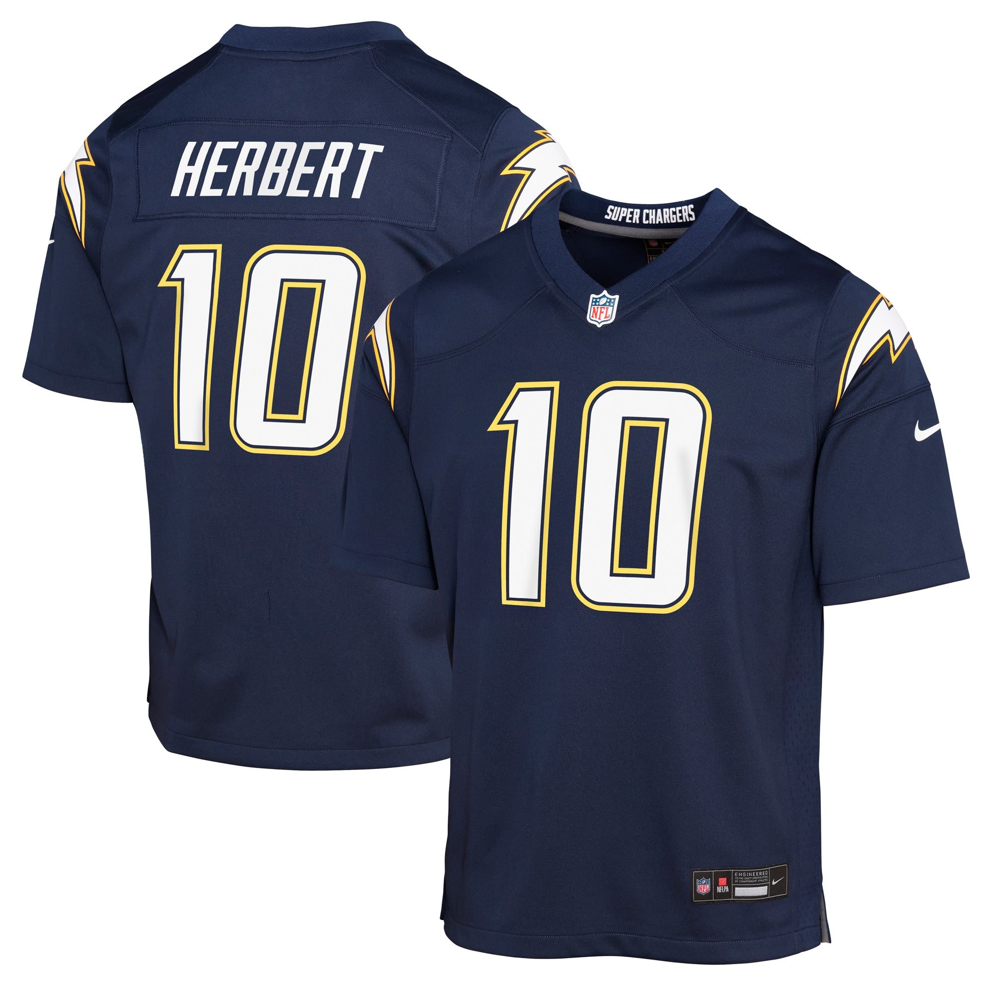 Justin Herbert Los Angeles Chargers Nike Youth Alternate Charger Power Game Player Jersey - Gold/Navy