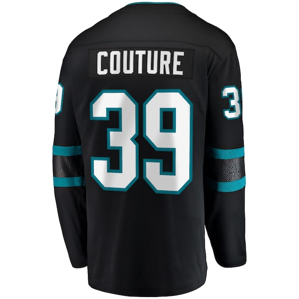 Logan Couture San Jose Sharks  Alternate Premier Breakaway Player Captain Jersey - Black/Teal