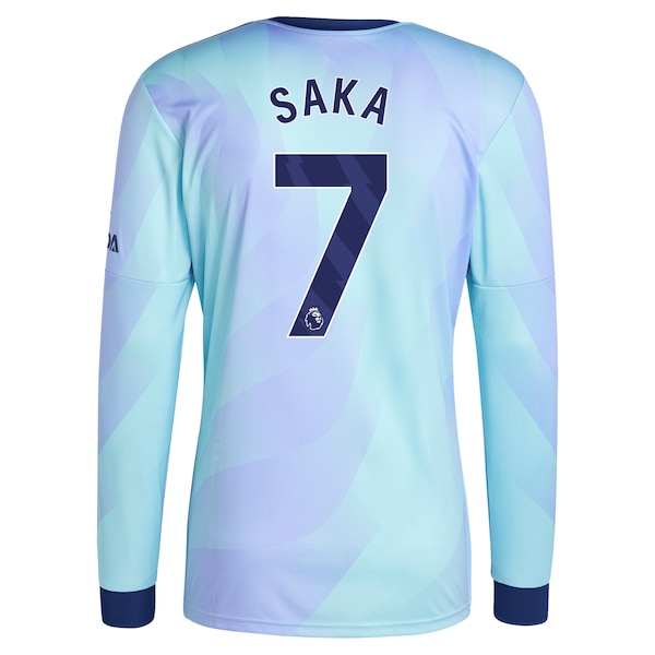 Bukayo Saka Arsenal adidas Originals 2024/25 Third Replica Long Sleeve Player Jersey - Aqua