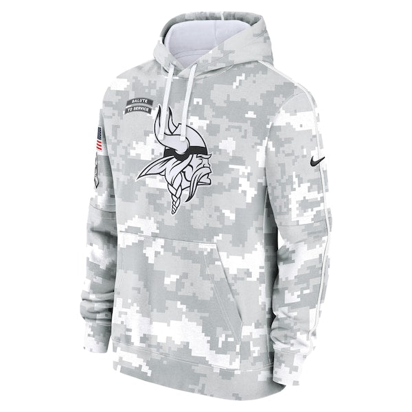 Minnesota Vikings Nike 2024 Salute to Service Club Fleece Pullover Hoodie - Arctic Camo