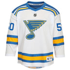 Jordan Binnington St. Louis Blues Youth Away Replica Player Jersey - White/Blue