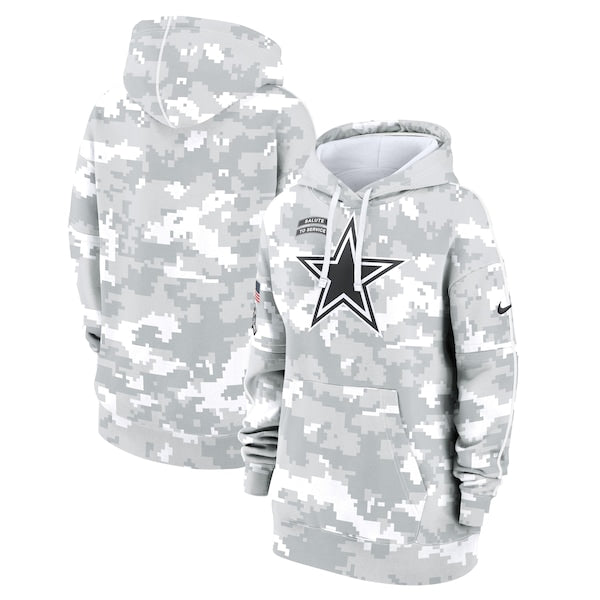 Dallas Cowboys Nike Women's 2024 Salute To Service Club Fleece Pullover Hoodie - Arctic Camo