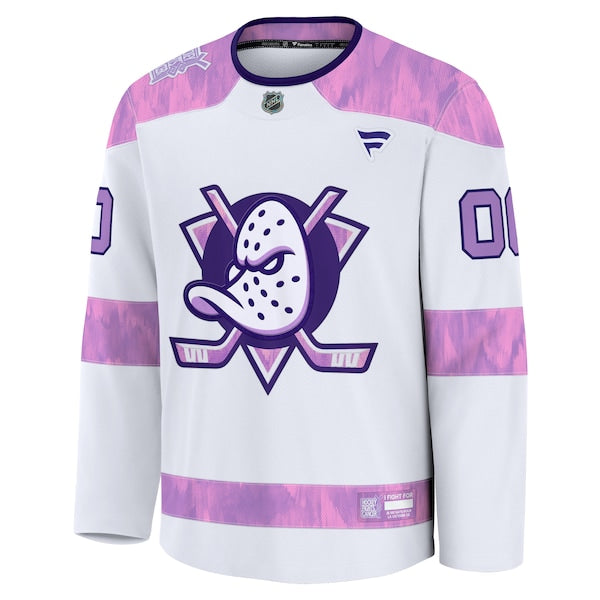 Anaheim Ducks  2024 Hockey Fights Cancer Custom Practice Jersey - White