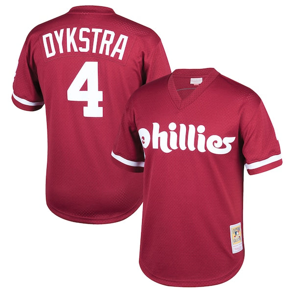 Lenny Dykstra Philadelphia Phillies Youth Cooperstown Collection Mesh Batting Practice Jersey - Burgundy