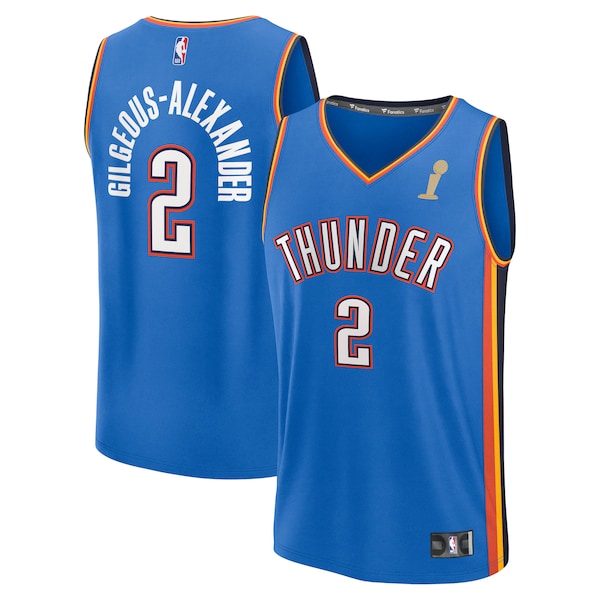 Shai Gilgeous-Alexander Oklahoma City Thunder  2025 NBA Finals Champions Fast Break Replica Player Jersey - Blue - Icon Edition
