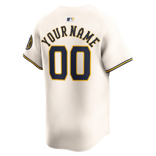 Milwaukee Brewers Nike Home Limited Custom Jersey - Cream
