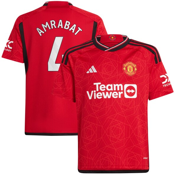 Sofyan Amrabat Manchester United adidas Youth 2023/24 Home Replica Player Jersey – Red