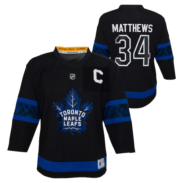 Auston Matthews Toronto Maple Leafs Youth Alternate Replica Player Jersey - Black/Blue