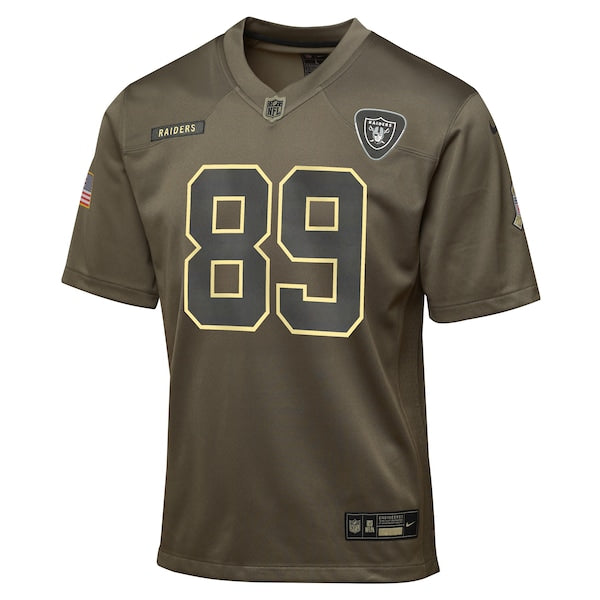Brock Bowers Las Vegas Raiders Nike Youth 2025 Salute to Service Game Jersey - Olive