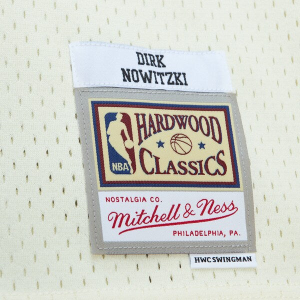 Dirk Nowitzki Dallas Mavericks Chainstitch Swingman Jersey - Cream