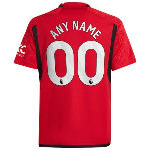 Manchester United adidas Youth 2023/24 Home Replica Custom Jersey - Red