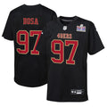 Nick Bosa San Francisco 49ers Nike Youth Super Bowl LVIII Patch Carbon Fashion Game Jersey - Black