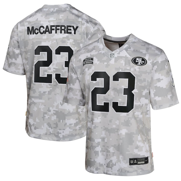 Christian McCaffrey San Francisco 49ers Nike Youth 2024 Salute to Service Game Jersey - Arctic Camo