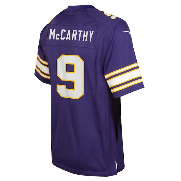 J.J. McCarthy Minnesota Vikings Nike Youth Classic Alternate Player Game Jersey - Purple