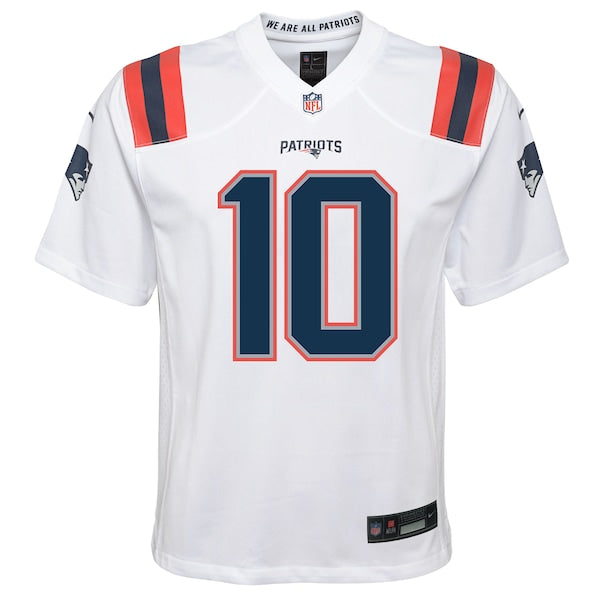 Drake Maye New England Patriots Nike Youth White Game Jersey - White/Red
