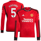 Harry Maguire Manchester United adidas 2023/24 Home Replica Long Sleeve Player Jersey - Red
