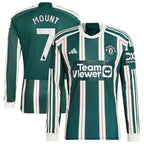Mason Mount Manchester United adidas 2023/24 Away Long Sleeve Replica Player Jersey - Green/Red