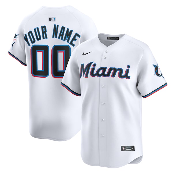 Miami Marlins Nike Home Limited Custom Jersey - White