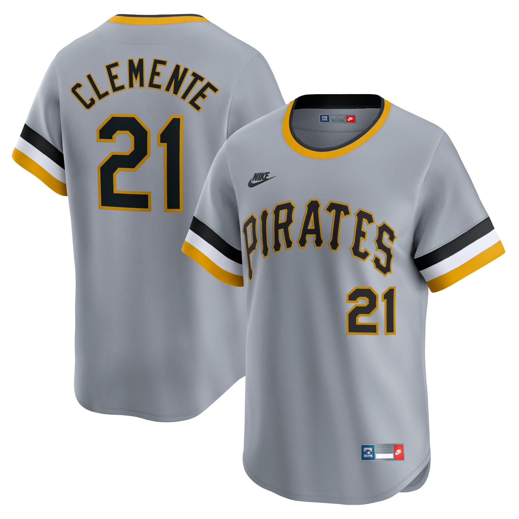 Roberto Clemente Pittsburgh Pirates Nike Throwback Cooperstown Limited Jersey - White/Gray