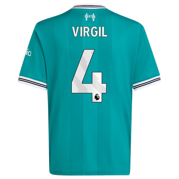 Virgil van Dijk Liverpool adidas Youth 2025/26 Third Replica Player Jersey - Green/Red