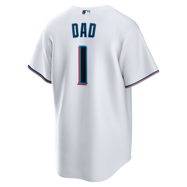 Miami Marlins Nike #1 Dad Home Replica Jersey - White