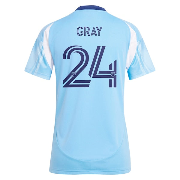 Tayvon Gray New York City FC adidas Women's 2025 The Excelsior Kit Replica Player Jersey - Light Blue