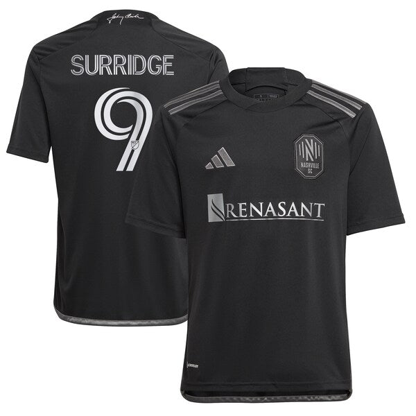 Sam Surridge Nashville SC adidas Youth 2024 Man In Black Kit Replica Player Jersey – Black