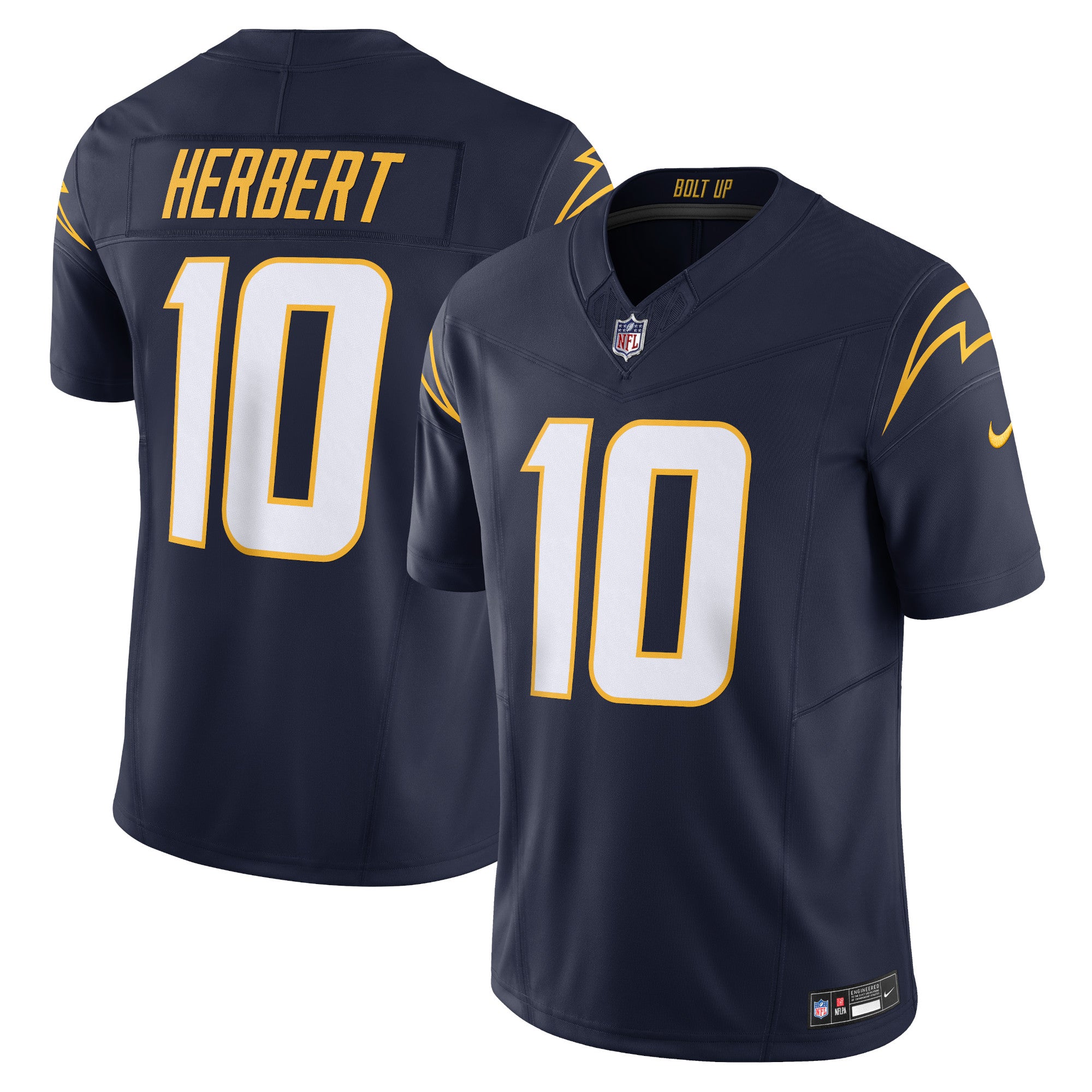 Justin Herbert Los Angeles Chargers Nike Alternate Charger Power Vapor F.U.S.E. Limited Jersey - Gold/Royal/Navy/Powder Blue