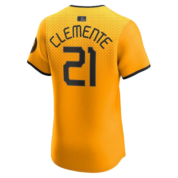 Roberto Clemente Pittsburgh Pirates Nike City Connect Elite Player Jersey - Gold